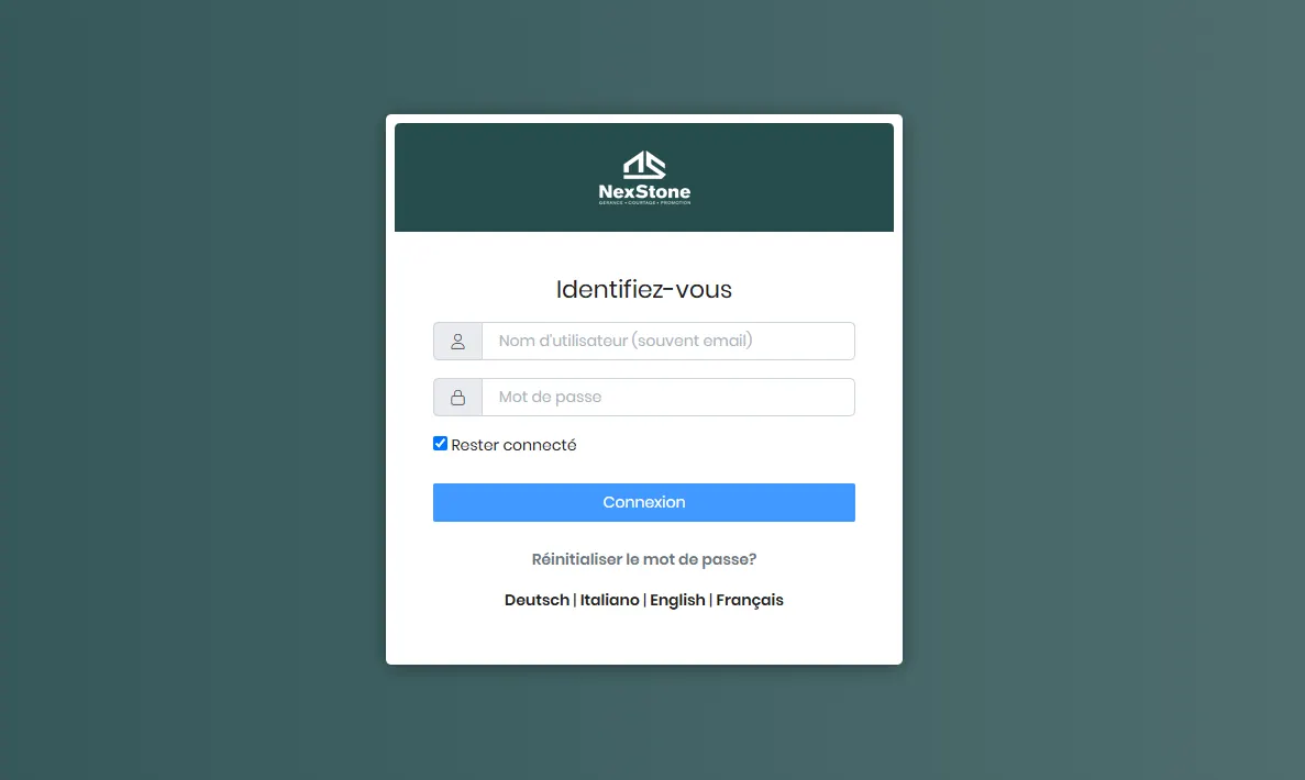 Nexstone co-owner portal login screen